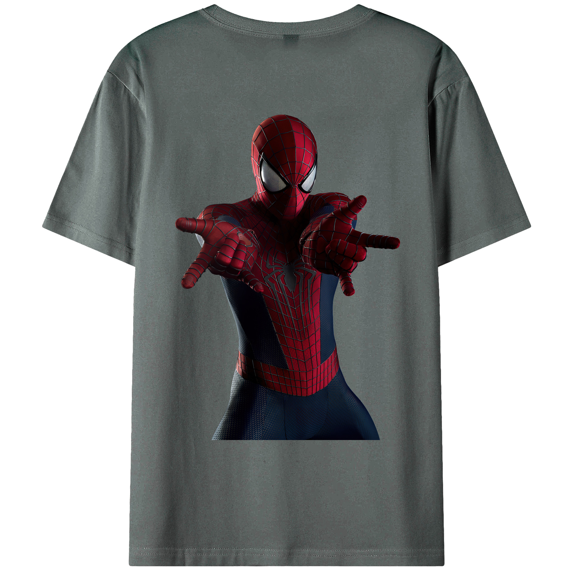 （画像用） Spider Man スパイダーマン 綿100％ メンズ半袖Tシャツ（バックプリント） 通気性